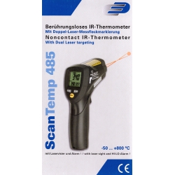 Pirometr / termometr bezdotykowy ScanTemp ST 485 (do 800°C) ze świadectwem wzorcowania